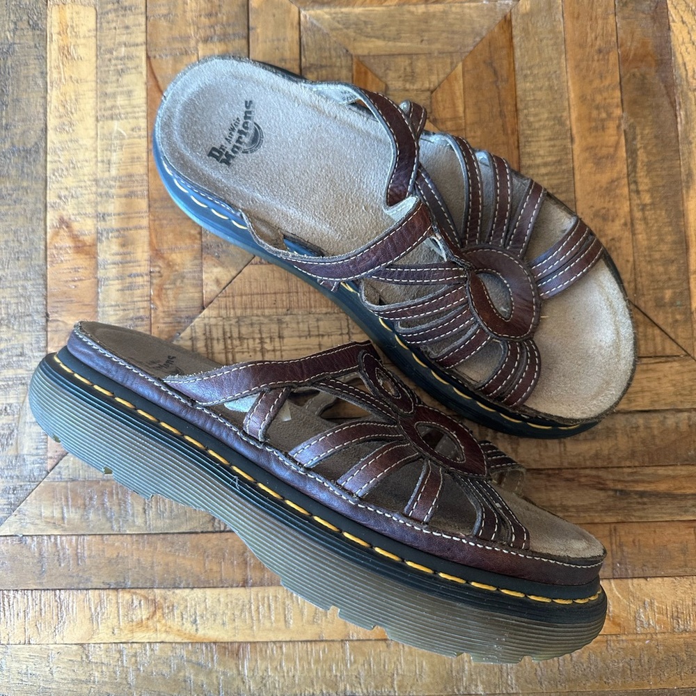Dr. Martens Vintage Brown Leather Slip-On Sandal